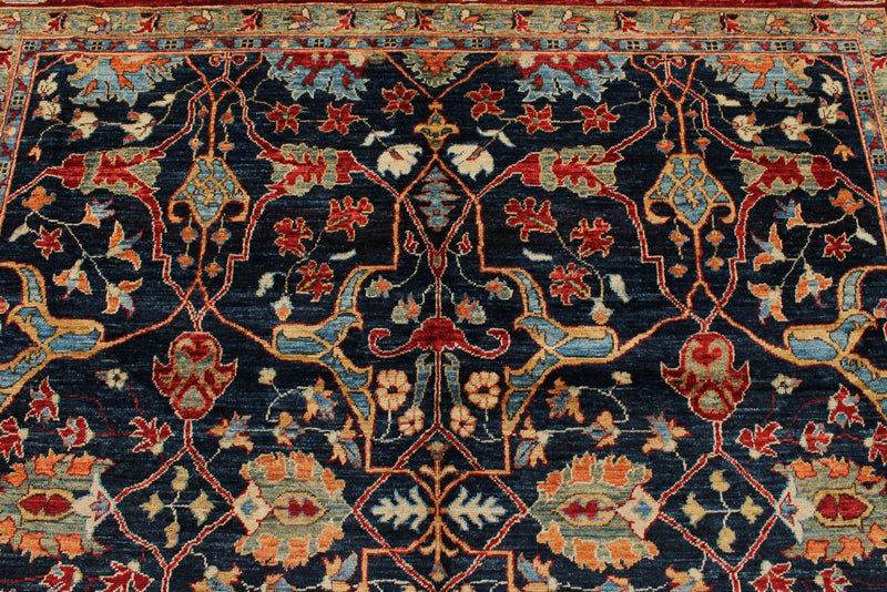 9x12 Navy and Red Anatolian Traditional Rug