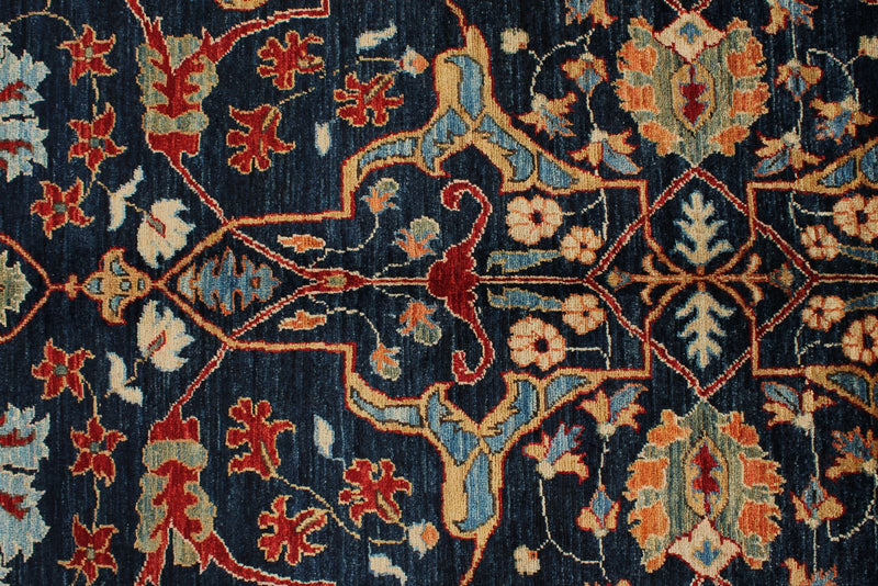 9x12 Navy and Red Anatolian Traditional Rug