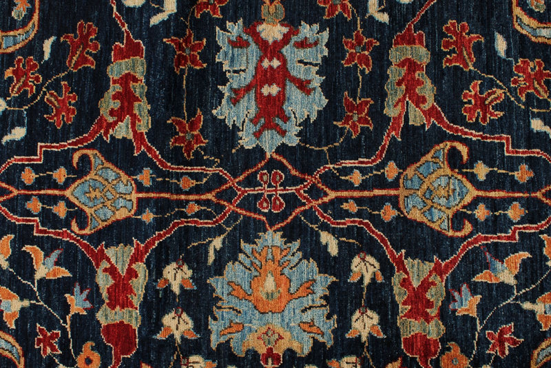 9x12 Navy and Red Anatolian Traditional Rug