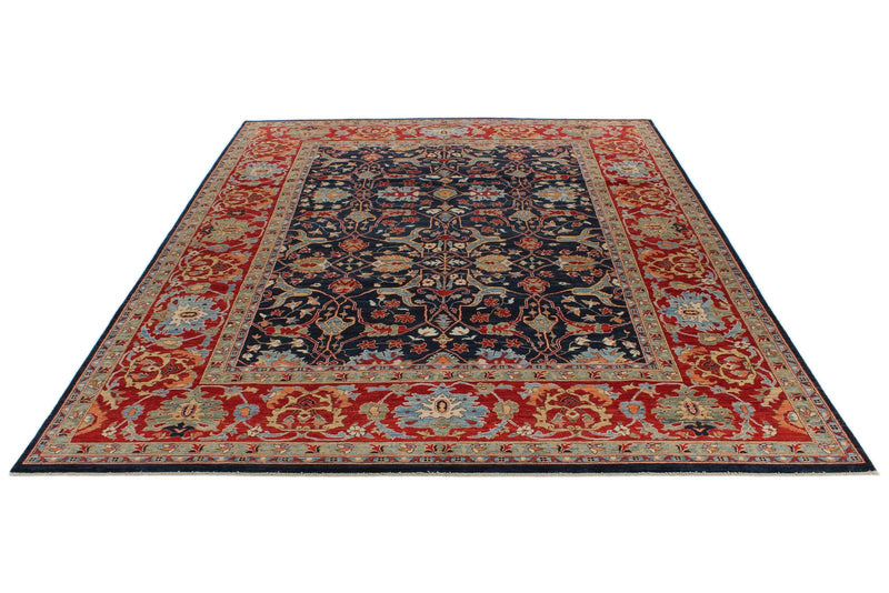 9x12 Navy and Red Anatolian Traditional Rug