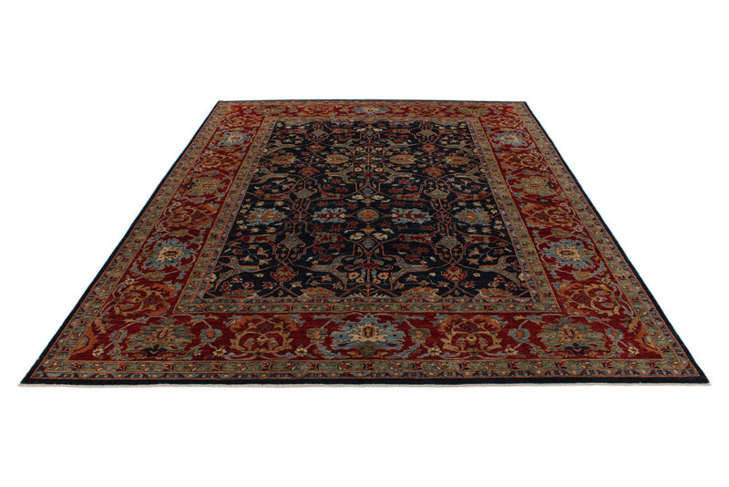 9x12 Navy and Red Anatolian Traditional Rug