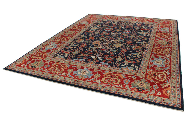 9x12 Navy and Red Anatolian Traditional Rug