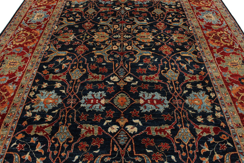 9x12 Navy and Red Anatolian Traditional Rug