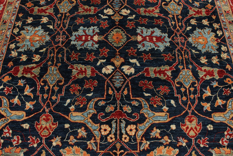 9x12 Navy and Red Anatolian Traditional Rug