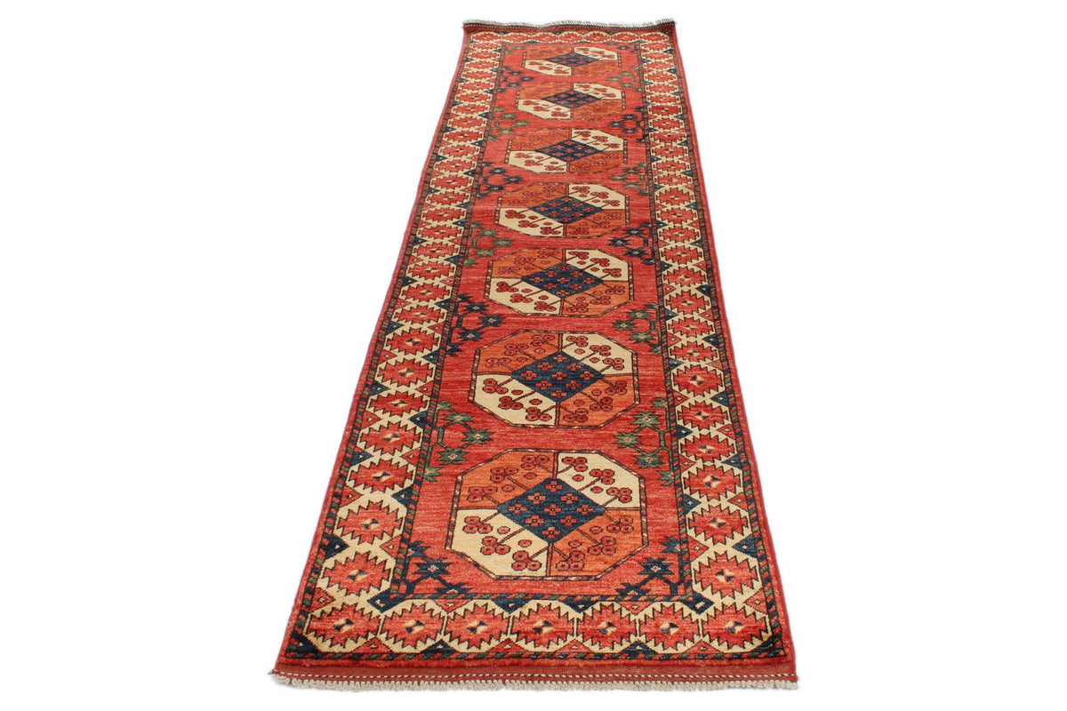 3x10 Red and Ivory Turkish Tribal Runner