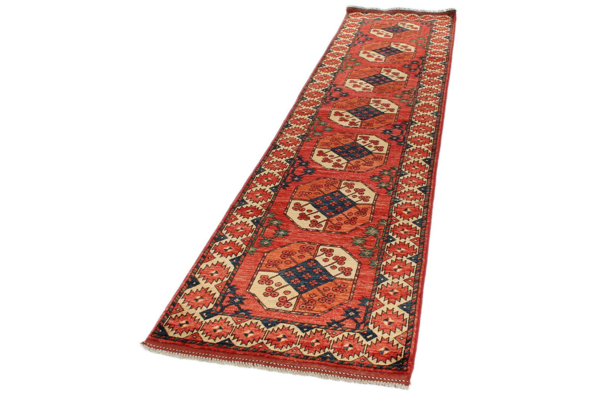 3x10 Red and Ivory Turkish Tribal Runner