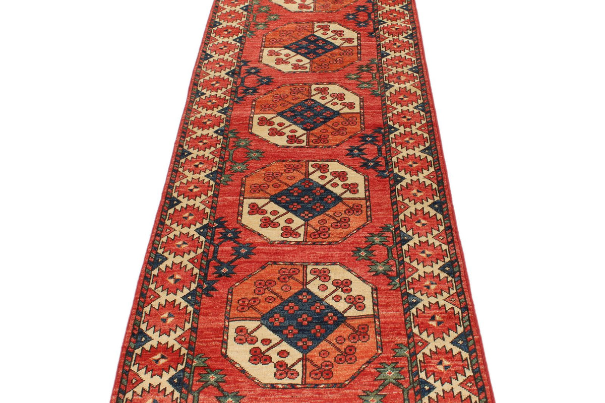 3x10 Red and Ivory Turkish Tribal Runner