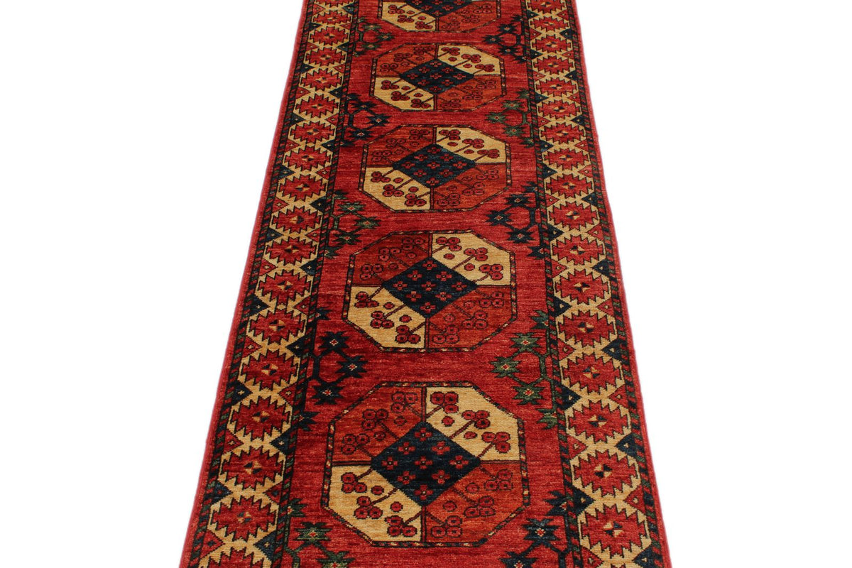 3x10 Red and Ivory Turkish Tribal Runner