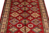 4x6 Red and Ivory Kazak Tribal Rug