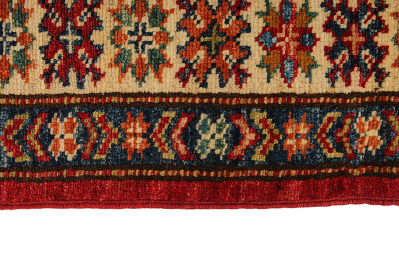 4x6 Red and Ivory Kazak Tribal Rug