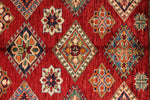 4x6 Red and Ivory Kazak Tribal Rug