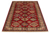 4x6 Red and Ivory Kazak Tribal Rug