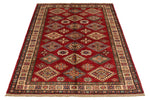 4x6 Red and Ivory Kazak Tribal Rug