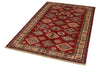 4x6 Red and Ivory Kazak Tribal Rug