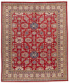 8x10 Red and Ivory Kazak Tribal Rug