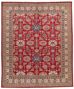 8x10 Red and Ivory Kazak Tribal Rug