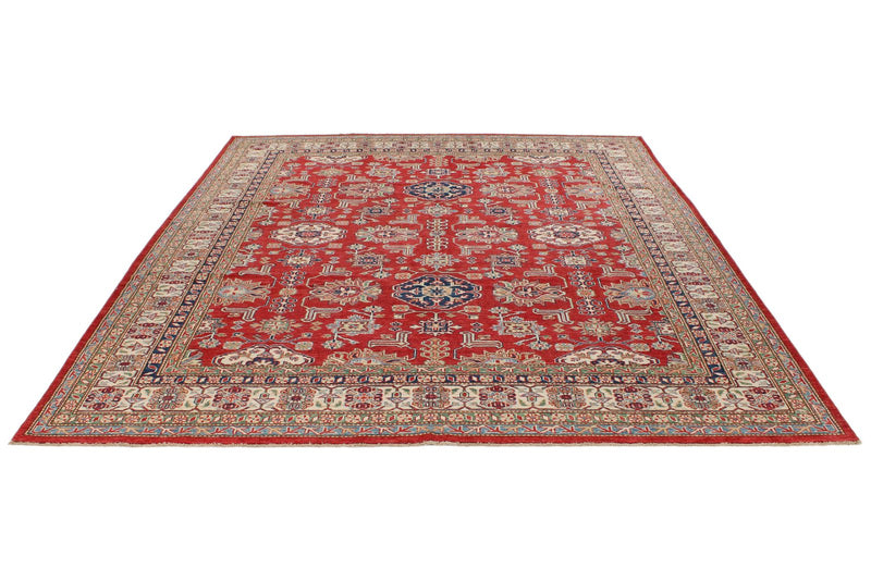 8x10 Red and Ivory Kazak Tribal Rug