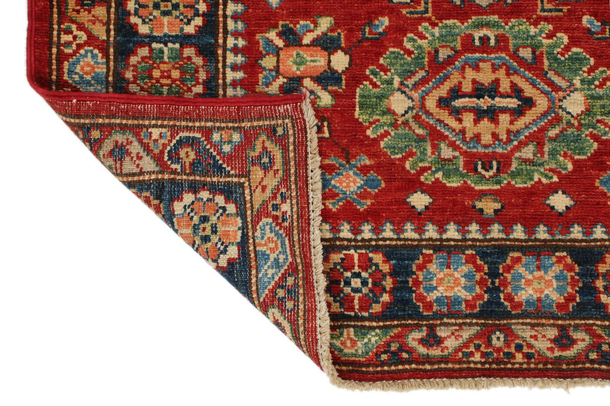 3x8 Red and Navy Kazak Tribal Runner