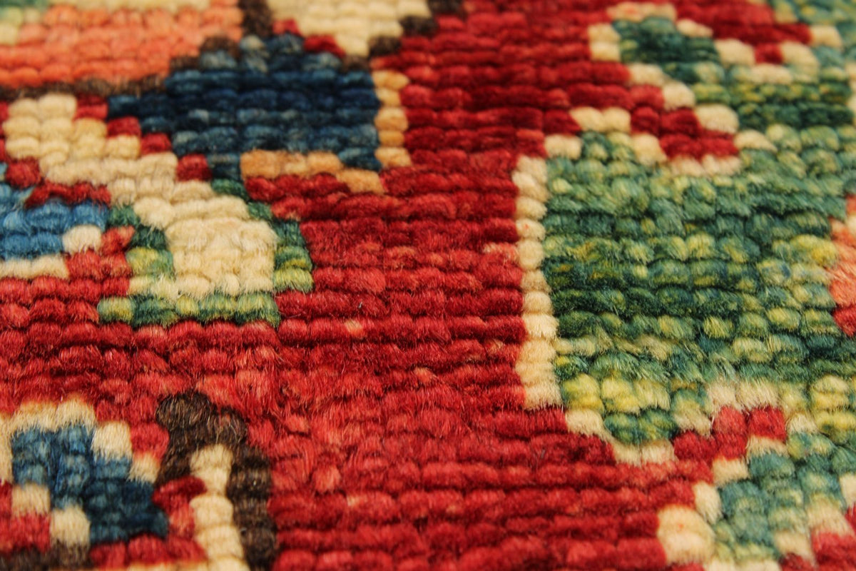 3x8 Red and Navy Kazak Tribal Runner