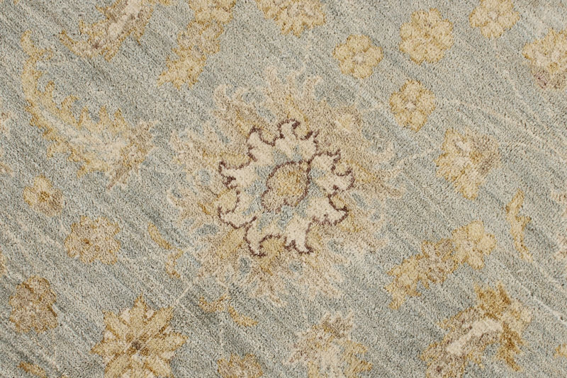 8x8 Blue and Ivory Turkish Oushak Rug