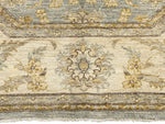 8x8 Blue and Ivory Turkish Oushak Rug