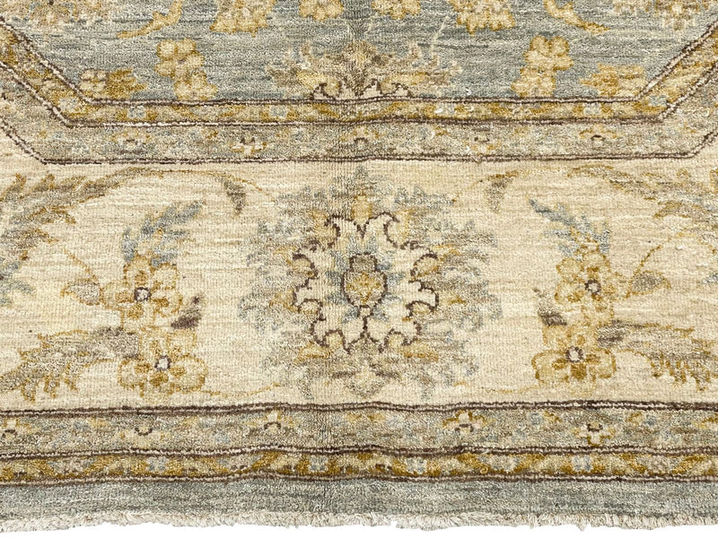 8x8 Blue and Ivory Turkish Oushak Rug