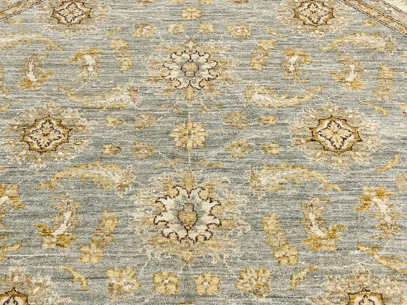 8x8 Blue and Ivory Turkish Oushak Rug