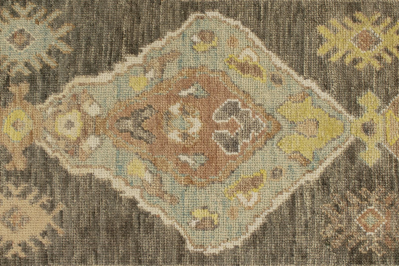 3x9 Beige and Gray Turkish Oushak Runner