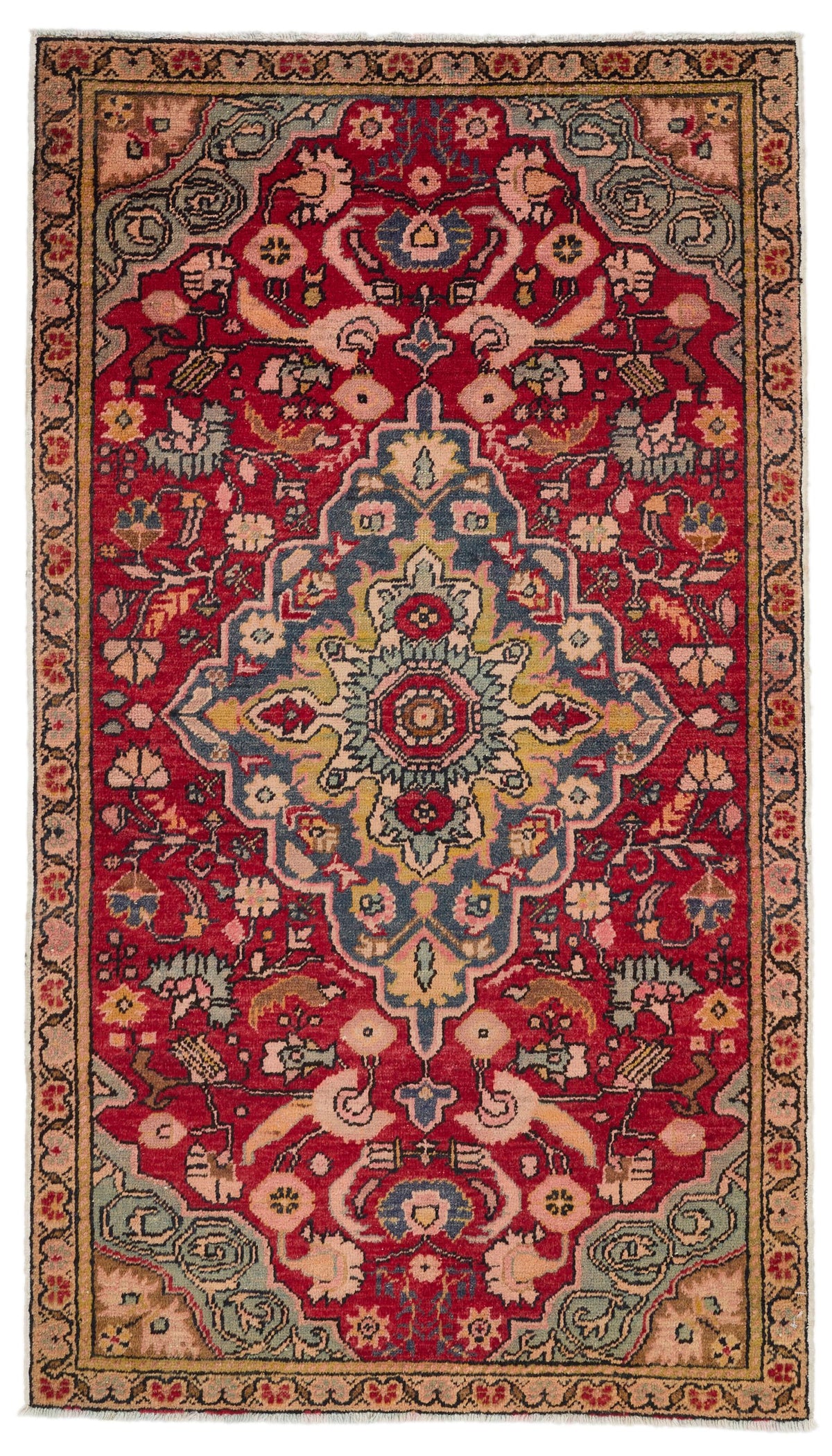 3x6 Red and Gray Turkish Tribal Rug