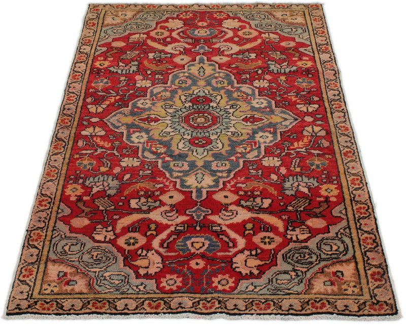 3x6 Red and Gray Turkish Tribal Rug