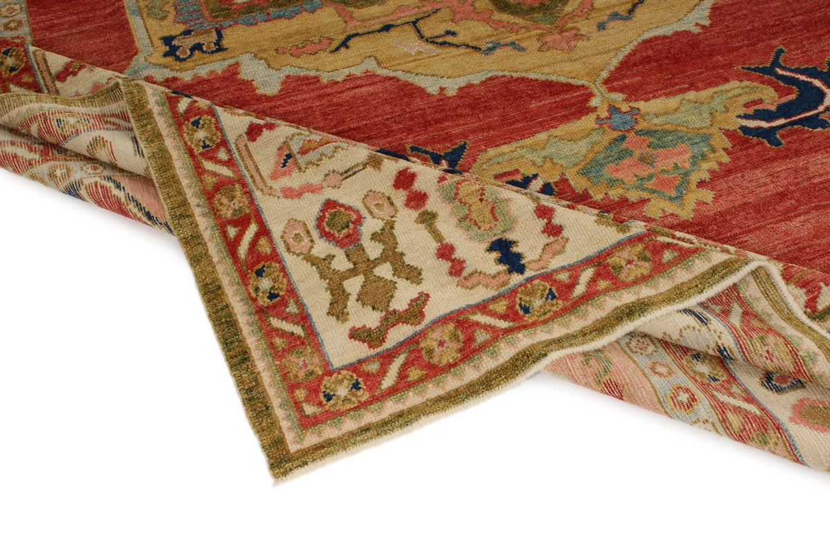 10x13 Red and Ivory Turkish Oushak Rug