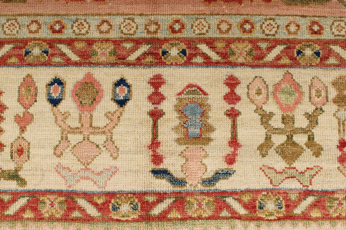 10x13 Red and Ivory Turkish Oushak Rug