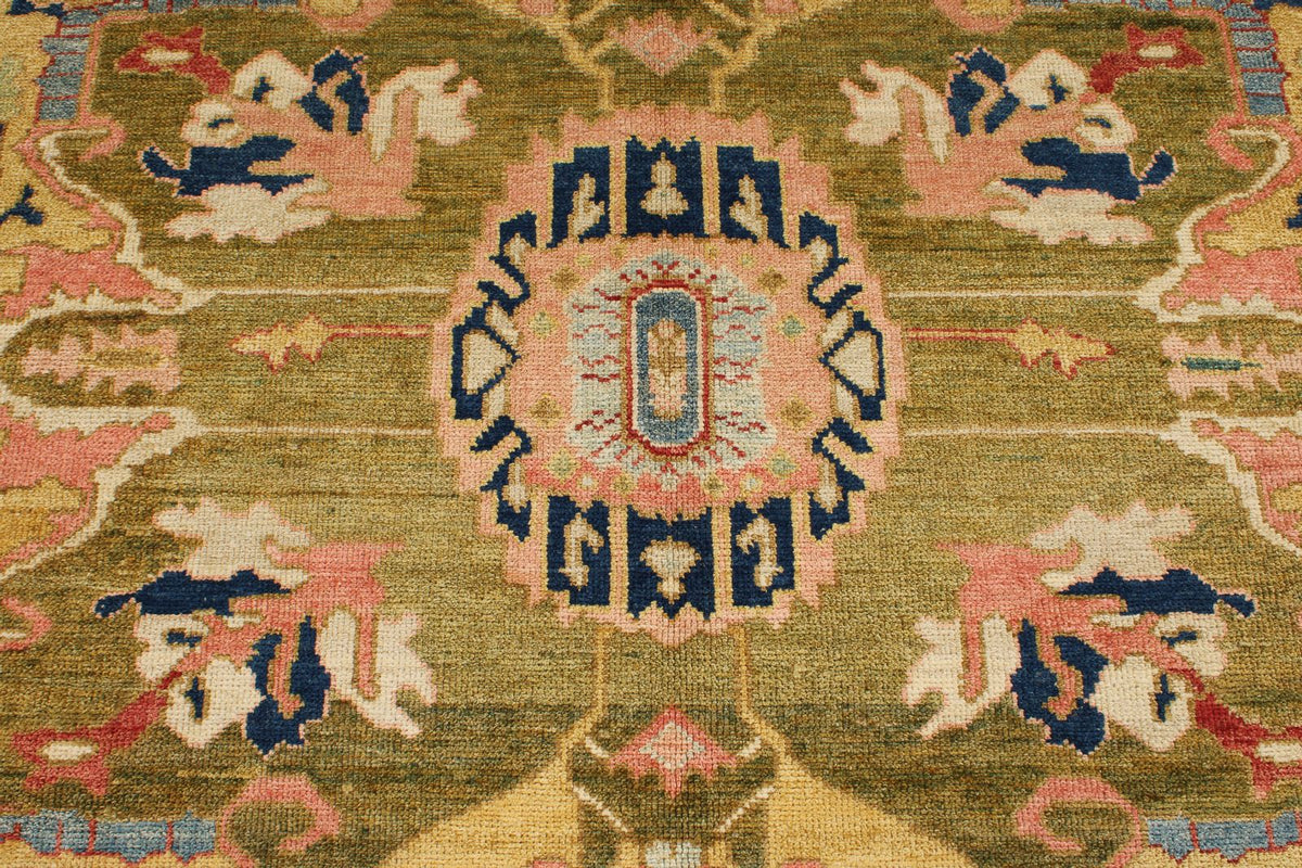 10x13 Red and Ivory Turkish Oushak Rug