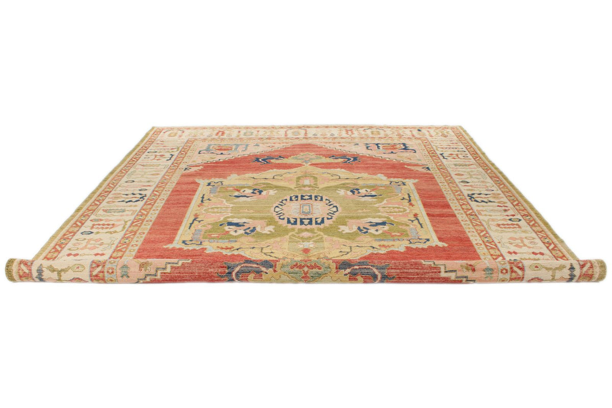 10x13 Red and Ivory Turkish Oushak Rug