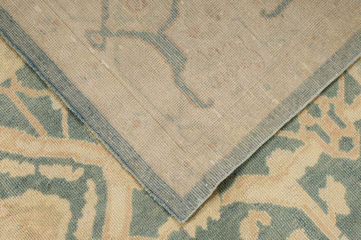 6x9 Light Blue and Ivory Turkish Oushak Rug