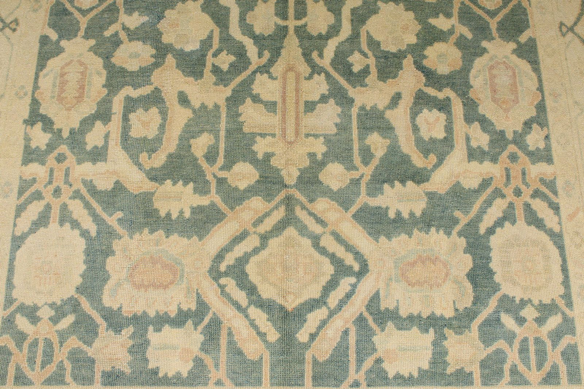 6x9 Light Blue and Ivory Turkish Oushak Rug