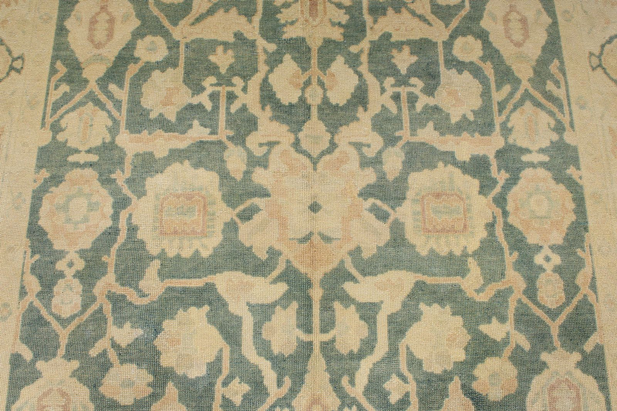 6x9 Light Blue and Ivory Turkish Oushak Rug