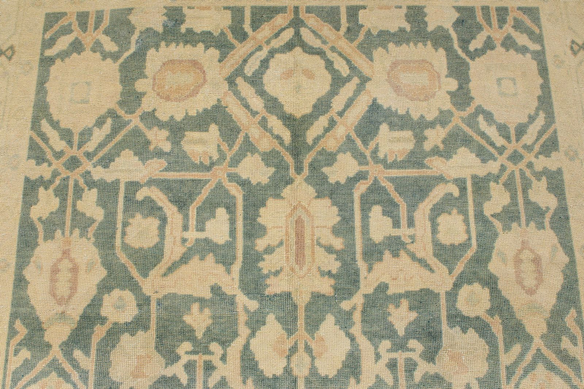 6x9 Light Blue and Ivory Turkish Oushak Rug