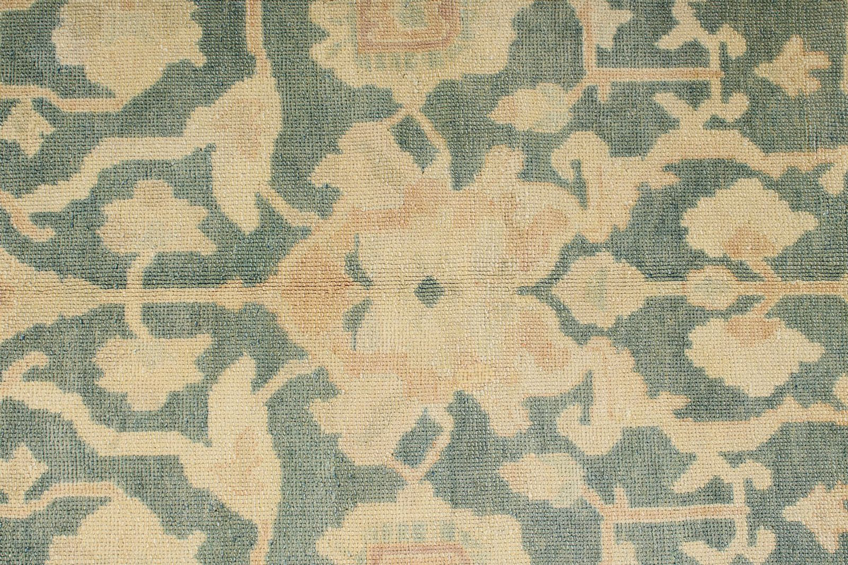 6x9 Light Blue and Ivory Turkish Oushak Rug
