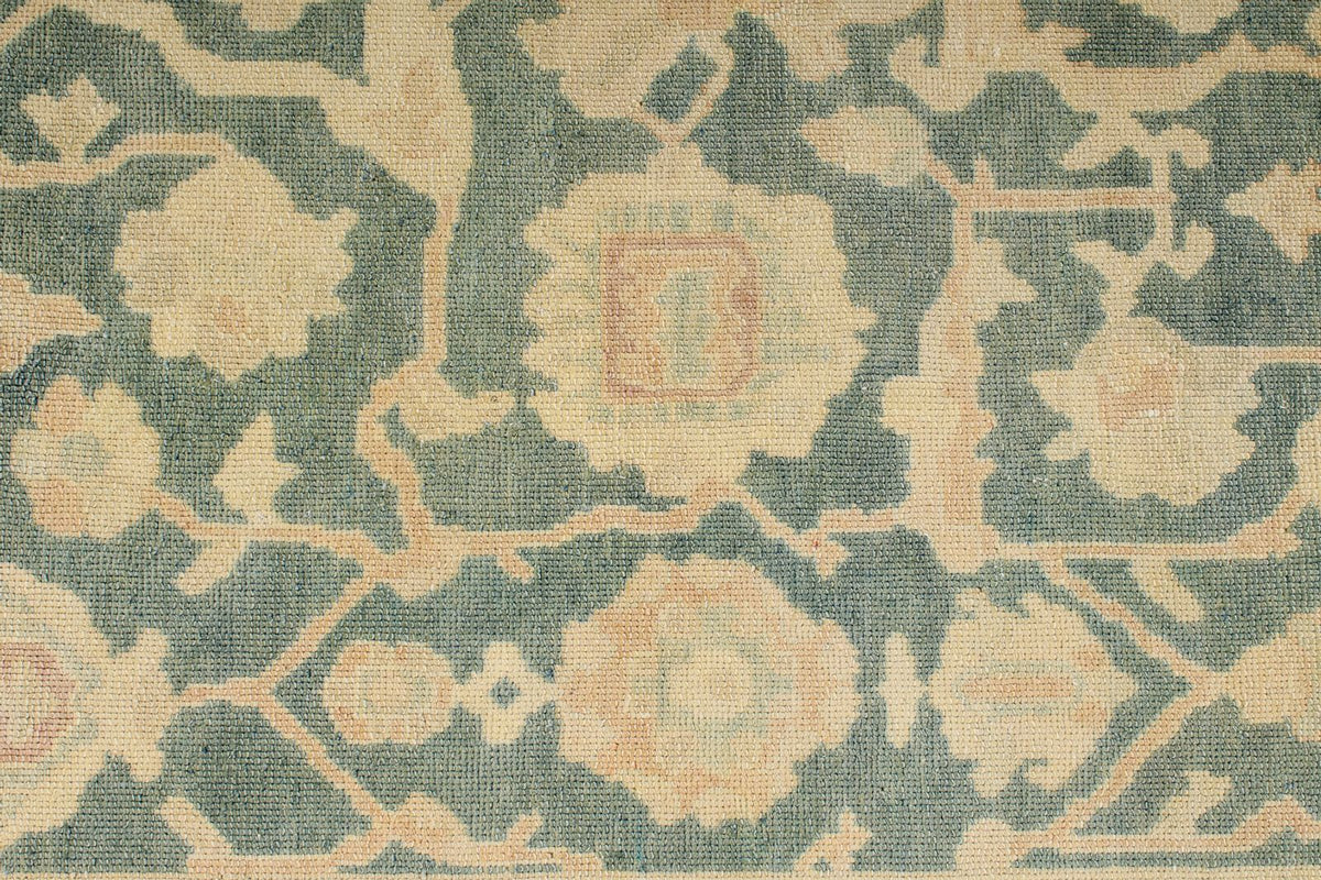 6x9 Light Blue and Ivory Turkish Oushak Rug