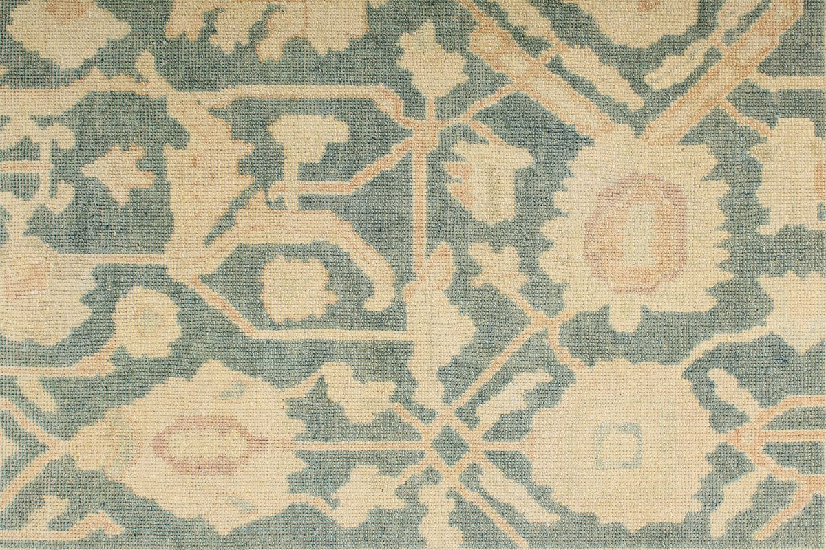 6x9 Light Blue and Ivory Turkish Oushak Rug