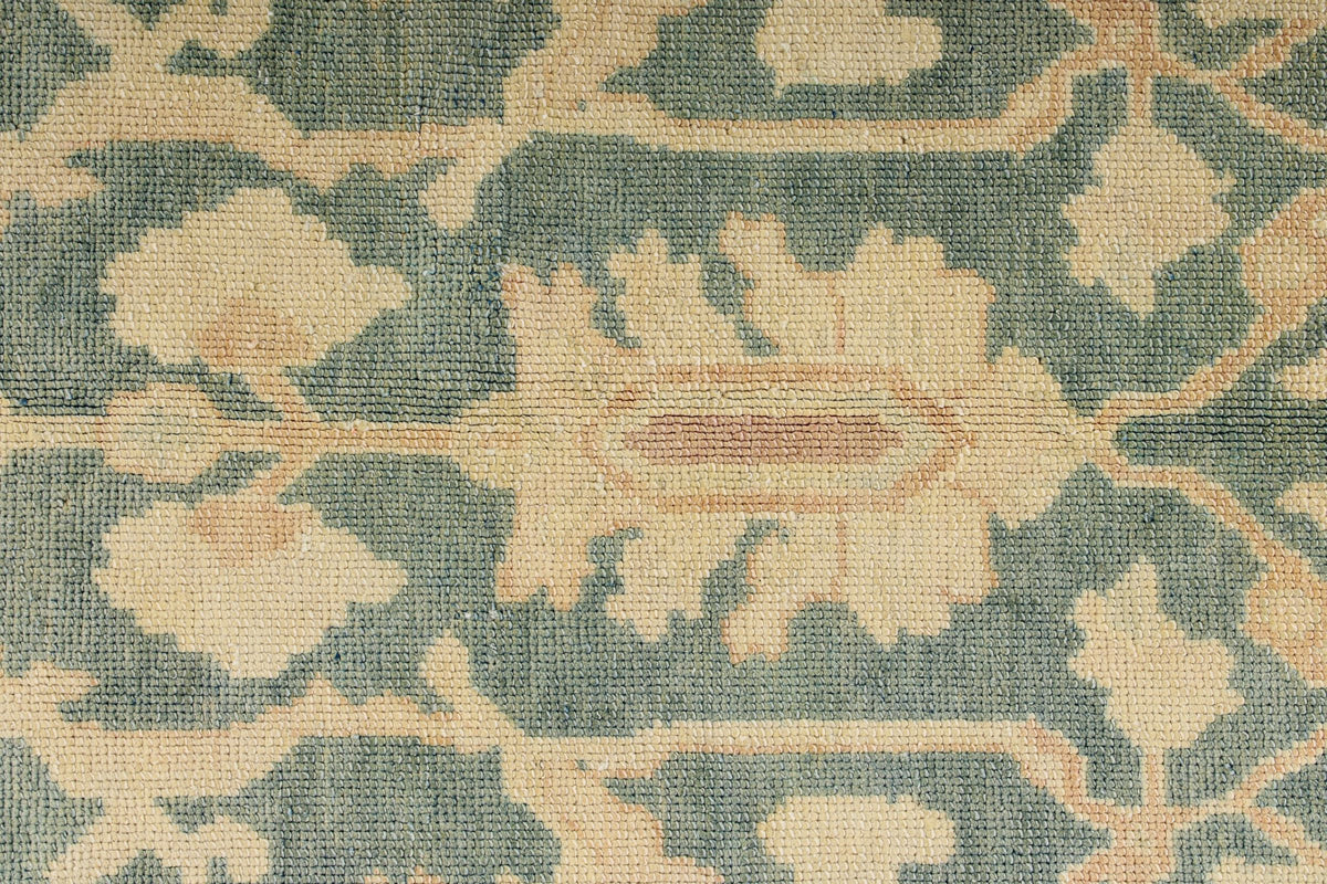 6x9 Light Blue and Ivory Turkish Oushak Rug