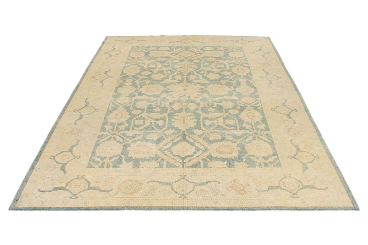 6x9 Light Blue and Ivory Turkish Oushak Rug