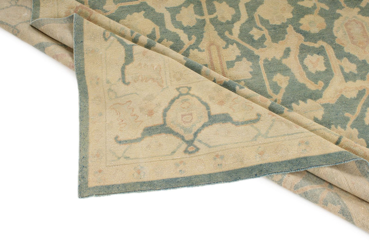6x9 Light Blue and Ivory Turkish Oushak Rug