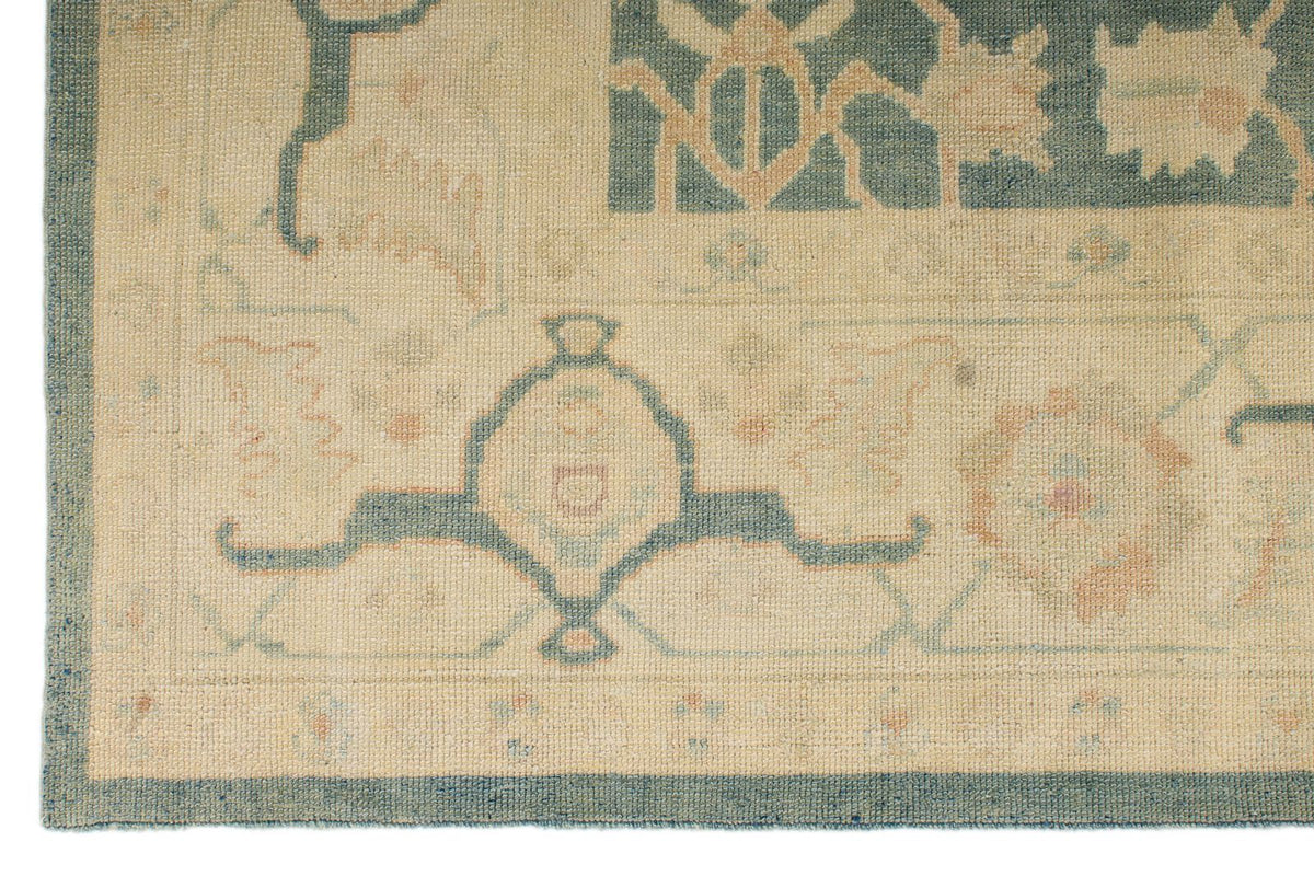 6x9 Light Blue and Ivory Turkish Oushak Rug