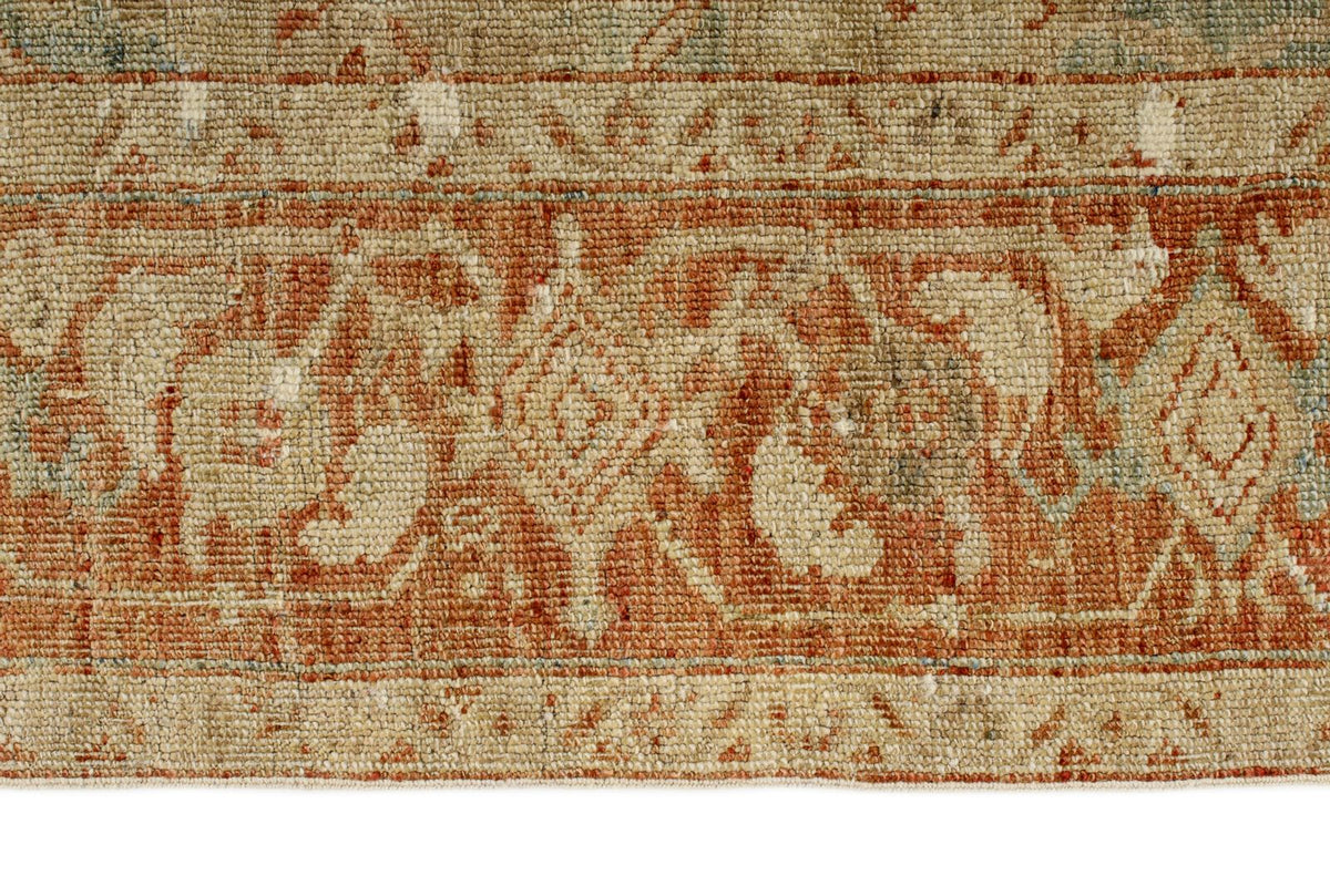 7x9 Light Blue and Rust Turkish Oushak Rug