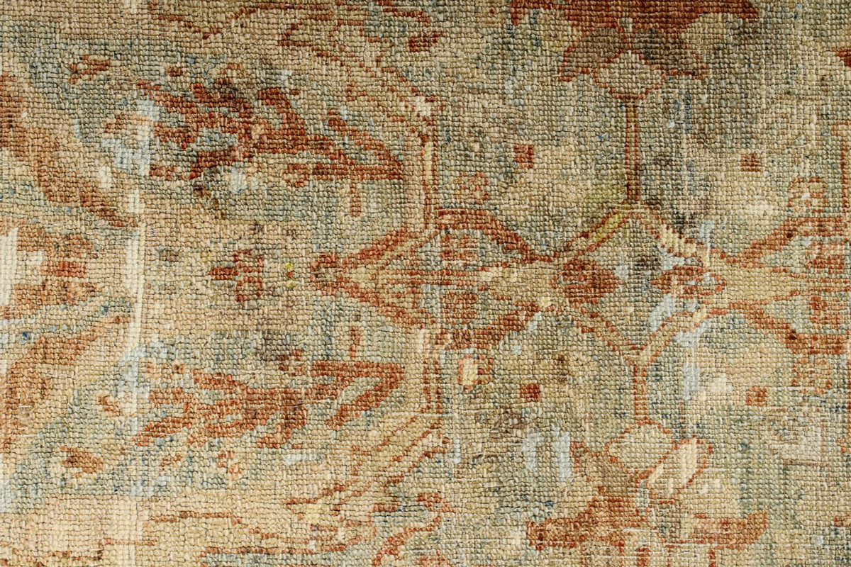 7x9 Light Blue and Rust Turkish Oushak Rug