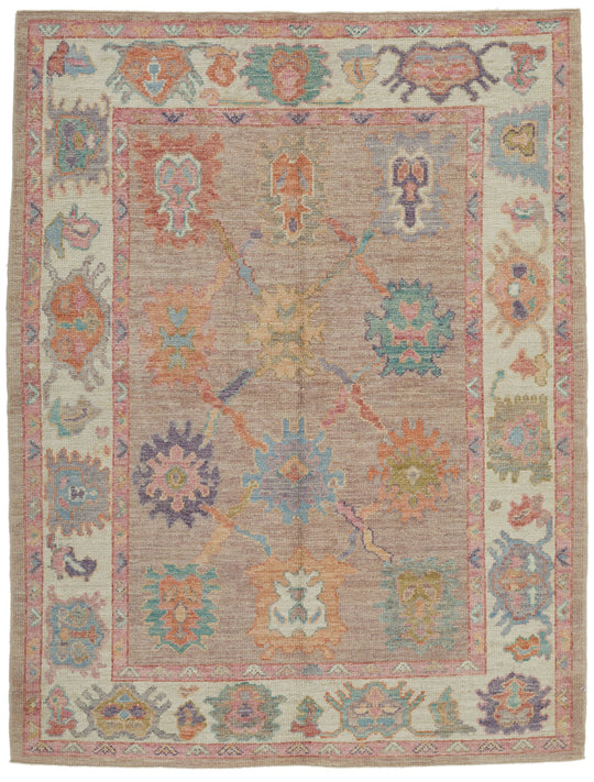 5x7 Gray and Ivory Turkish Oushak Rug