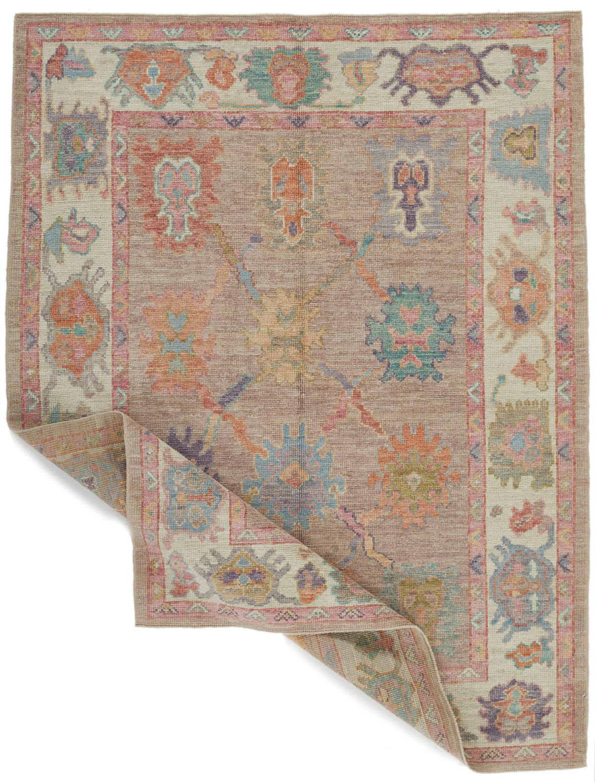 5x7 Gray and Ivory Turkish Oushak Rug