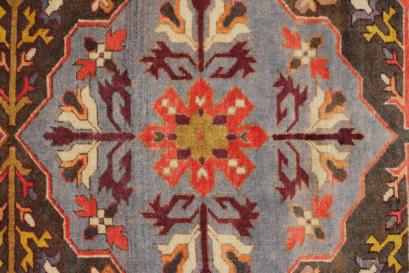 3x9 Multicolor and Brown Turkish Tribal Runner